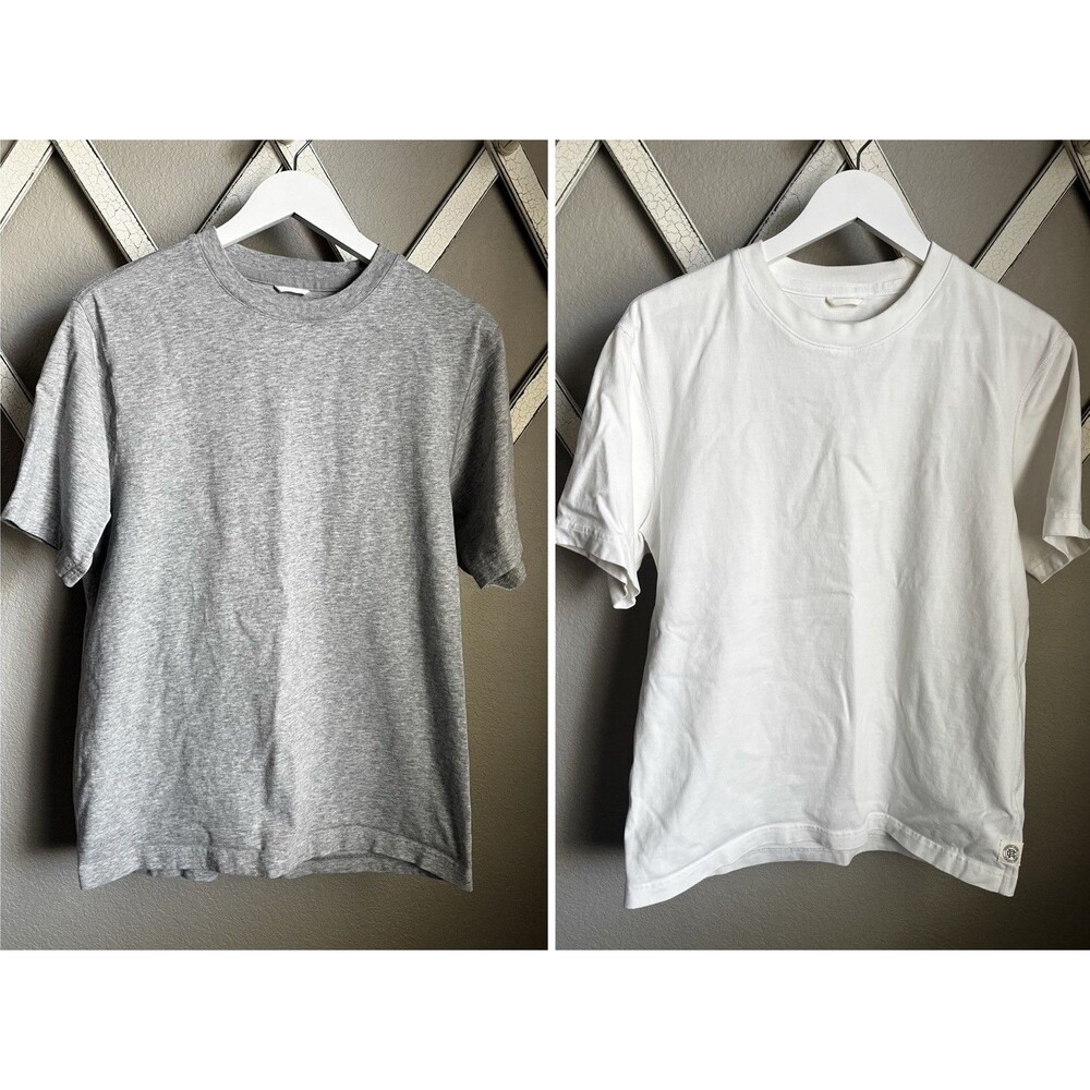 (2) Reigning Champ Men’s S Midweight Jersey T-Shirts Gray & White